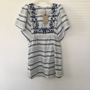 ZARA Kids Kaftan Dress, Blue and White, NEW